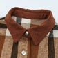 Brown Pocketed Buttoned Plaid Shirt Jacket