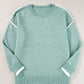 Moonlight Jade Colorblock Contrasting Edge Crewneck Sweater