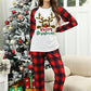 White Christmas Plaid Reindeer Graphic Long Sleeve Lounge Set