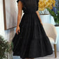 Rhinestone Round Neck Flutter Sleeve Cinch Waist Flared Dress Evening Dress