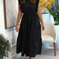 Rhinestone Round Neck Flutter Sleeve Cinch Waist Flared Dress Evening Dress