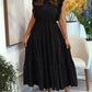 Rhinestone Round Neck Flutter Sleeve Cinch Waist Flared Dress Evening Dress