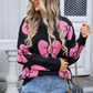 Black Valentine Bowknot Knitted Round Neck Fashion Sweater