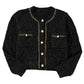 Black Shimmer Flap Pocket Button up Cardigan