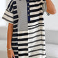 Black Stripe Half Placket Polo T Shirt Dress