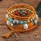 Chestnut 5pcs Boho Beaded Turquoise Bracelets Set