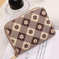 Khaki Flower Checkered PU Leather Wallet