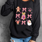 Black Christmas Fashion Print Dropped Shoulder Sweatshirt