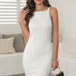 White Textured Wavy Sleeveless Bodycon Mini Dress