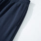 Navy Blue Solid Color Collared Sweatshirt and High Waist Pants Set