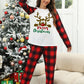 White Christmas Plaid Reindeer Graphic Long Sleeve Lounge Set