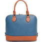 Ashleigh Blue Color Contrast PU Leather Zipper Tote Bag