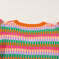 Orange Multi Flutter Sleeve Knitted Sweater Top