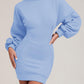 O neck Lantern Sleeve Mini Bodycon Sweatshirt Dress