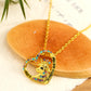 Gold Unicorn Hollow Out Heart Shape Rhinestone Pendant Necklace