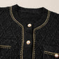 Black Shimmer Flap Pocket Button up Cardigan