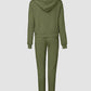 Drawstring Hooded Sweatshirt & Pocket Design Cuffed Sweatpants Set