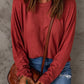 Red Solid Color Patchwork Long Sleeve Top