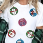 White Sequin Patterned Christmas Light Patch Round Neck Tee