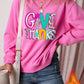 Bonbon GIVE THANKS Graphic Drop Shoulder Thanksgiving Pullover Sweatshirt