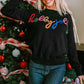 Black Holly Jolly Round Neck Casual Sweater