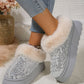 Silvery Sequin Plush Lined Thick Sole Snow Boots