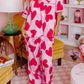 Pink Classic Heart Valentines Short Sleeve Pants Pajamas Set