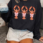 Black Cute Bow Crawfish Printed Drop Shoulder Sweatshirt