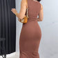 Cutout Twisted Slit Ribbed Bodycon Dress