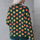 Blackish Green Fall Leaves Pattern Crew Neck Sweater