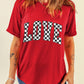 Red Checkered LOVE Letter Graphic Valentines T Shirt