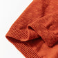 Orange Solid Color Split V Neck Short Sleeve Sweater