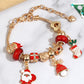 Racing Red Christmas Pendant Adjustable Plated Beaded Bracelet