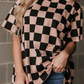 Light French Beige Checkmate Boyfriend Casual Tee