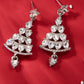 Silvery Diamond Christmas Tree Studded Dangle Earrings