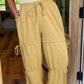 Beige Drawstring Adjusted Band High Waist Plus Size Pants