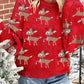 Racing Red Christmas Reindeer Pattern Drop Shoulder Sweater