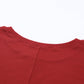 Red Solid Color Patchwork Long Sleeve Top