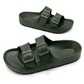 Blackish Green Dual Adjustable Buckle Non-Slip EVA Slippers