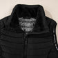 Black Plush Collared Quilted Zipped Puffer Vest