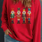 Racing Red Christmas Fashion Nutcracker Doll Print Plus Size Sweatshirt