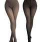 2 Pack High Waist Fleece Lined Tights Fake Translucent Thermal Pantyhose Leggings