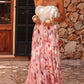 Pink Abstract Watercolor Tie Dye Tiered Maxi Skirt