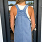 Dusk Blue Pocketed Adjustable Straps Denim Overall Dress