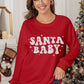 Red SANTA BABY Embroidered Crewneck Christmas Sweatshirt