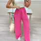 High Waist Drawstring Tied Detail Wide Leg Pants Casual Pants