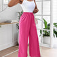 High Waist Drawstring Tied Detail Wide Leg Pants Casual Pants