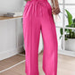 High Waist Drawstring Tied Detail Wide Leg Pants Casual Pants