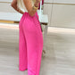 High Waist Drawstring Tied Detail Wide Leg Pants Casual Pants