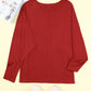 Red Solid Color Patchwork Long Sleeve Top